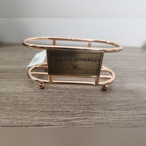 MacKenzie Childs Gold Plated Metal Bathroom Footed Caddy